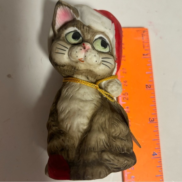 Vintage Jasco Holiday Xmas Cat Critter Bell 1980 Taiwan Porcelain Bisque & angel - Picture 5 of 15
